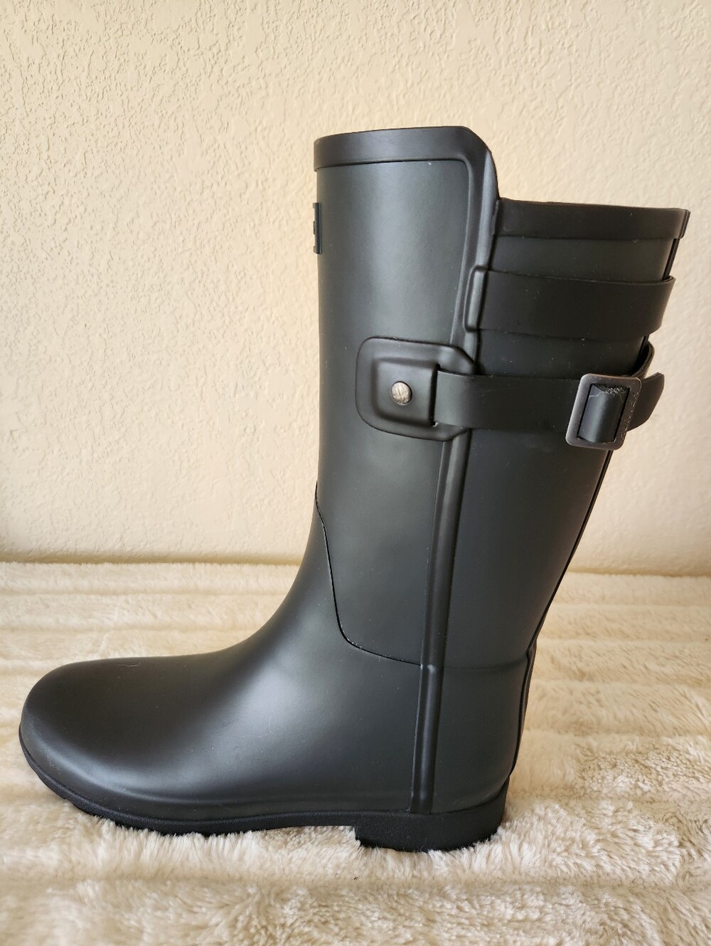 Hunter Refined Slim Fit Contrast Short Black Rain Boots Women's Size 9 - Picture 5 of 10